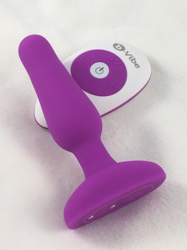 Purple novice plug and remote on white background